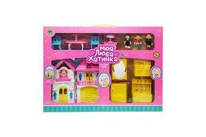 Ігровий набір Ляльковий будиночок Bambi WD-926-AB меблі та 3 фігурки (Жовтий)