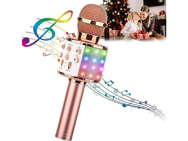 Караоке-микрофон DREAM&GLAMOR для детей, беспроводной Bluetooth-микрофон со светодиодной подсветкой, портативн