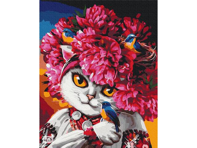 Картина по номерам BrushMe Премиум серии Патриот 'Цветущая кошка ©marysha_art' 40х50см PBS53223