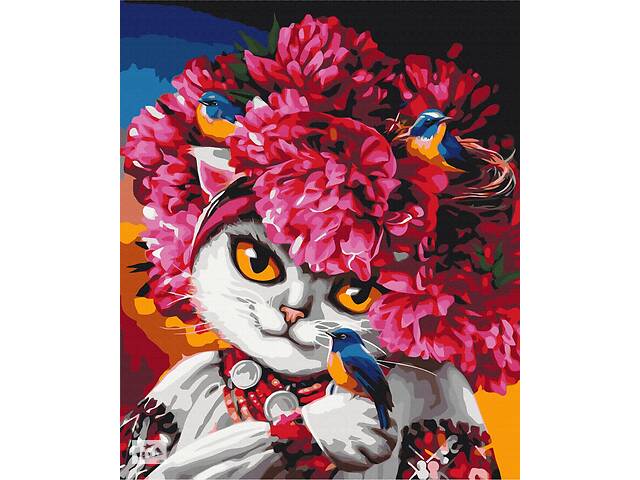 Картина по номерам BrushMe серии Патриот 'Цветущая кошка ©Марианна Пащук' 50х60см BS53223L