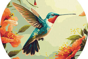 Картина по номерам 'Красочная колибри' ©art_selena_ua Идейка KHO-R1045 диаметр 39см