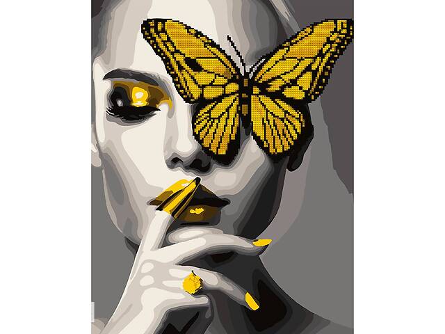 Картина по номерам с алмазной мозаикой Девушка с золотой бабочкой,40*50 см Santi (954674)