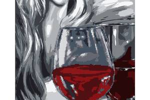 Картина по номерам с алмазной мозаикой Девушка и вино 40*50 см Santi (954679)
