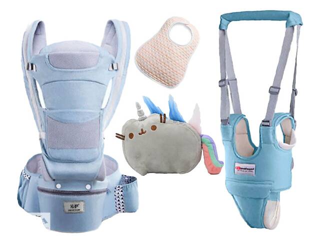 Хипсит Baby Carrier эрго-рюкзак кенгуру переноска 6 в 1 игрушка Пушин кот Радуга Синий (n-1878)