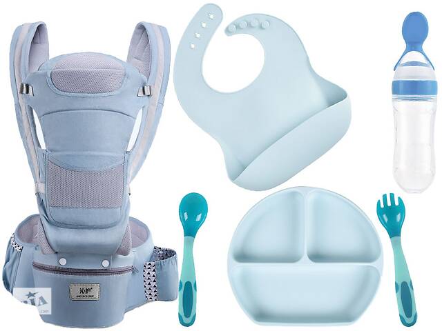 Хіпсит ерго-рюкзак BabyCarrier 20 кг 6 в 1 Блакитна тарілка Y5