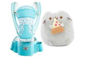 Хипсит Эрго-рюкзак кенгуру переноска Baby Carrier 20 кг 6 в 1 Мятный и игрушка кот c пиццей Пушин кэт (n-9583)