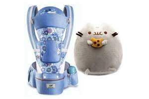 Хипсит Эрго-рюкзак кенгуру переноска Baby Carrier 20 кг 6 в 1 Синий и игрушка кот c Печеньем Пушин кэт (n-2842)