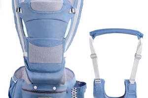 Хипсит Эрго-рюкзак кенгуру переноска Baby Carrier 6 в 1 Джинсовый и Вожжи-ходунки с подкладками Синий мишка (n-8983)