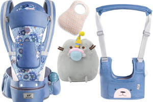 Хипсит эрго-рюкзак кенгуру переноска Baby Carrier 6 в 1 слюнявчик и игрушка Пушин кот Кекс (n-1901)