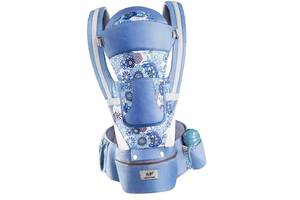 Хипсит Эрго-рюкзак кенгуру переноска Baby Carrier 6 в 1 Синий с цветочками (n-1418)