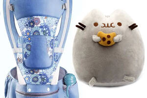 Хипсит Эрго-рюкзак кенгуру переноска Baby Carrier 6 в 1 Синий и игрушка кот c Печеньем Пушин кэт (vol-2842)