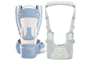 Хипсит эрго-рюкзак кенгуру переноска + детские вожжи-ходунки Baby Carrier 6 в 1 Мятный (n-9853)