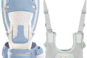Хипсит эрго-рюкзак кенгуру переноска + детские вожжи-ходунки Baby Carrier 6 в 1 Мятный (n-9853)