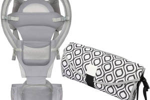 Хипсит эрго-рюкзак кенгуру переноска + компактный пеленальный матрасик Baby Carrier 20 кг 6 в 1 Серый (vol-9854)