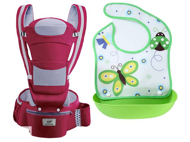 Хипсит эрго-рюкзак кенгуру переноска слюнявчик-трансформер Baby Carrier 20 кг 6 в 1 Бордовый (vol-9883)