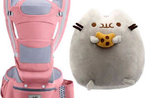 Хипсит Эрго-рюкзак кенгуру переноска и игрушка кот c Печеньем Пушин кэт Baby Carrier 6 в 1 Pink (vol-2841)