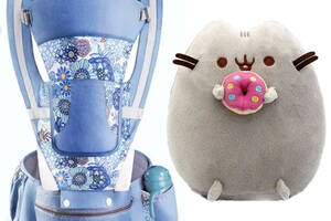 Хипсит Эрго-рюкзак кенгуру переноска и игрушка кот c пончиком Пушин кэт Baby Carrier 6 в 1 20 кг Синий (n-2065)