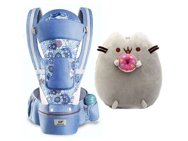 Хипсит Эрго-рюкзак кенгуру переноска и игрушка кот c Пончиком Пушин кэт Baby Carrier 6 в 1 20 кг Синий (vol-2065)