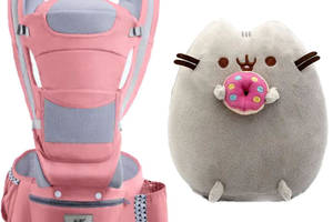 Хипсит Эрго-рюкзак кенгуру переноска и игрушка кот c Пончиком Пушин кэт Baby Carrier 6 в 1 20 кг Pink (vol-2064)