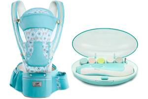 Хипсит эрго-рюкзак переноска и детская электрическая полировальная машинка для ногтей Baby Carrier 6 в 1 Голубой (n-1...