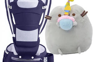 Хипсит эрго-рюкзак переноска и Пушин кэт с кексом и свечкой 21х25 см Baby Carrier 6 в 1 Темно-синий (n-9736)