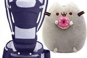 Хипсит эрго-рюкзак переноска и Пушин кэт с пончиком в лапках 21х25 см Baby Carrier 6 в 1 Темно-синий (n-9737)
