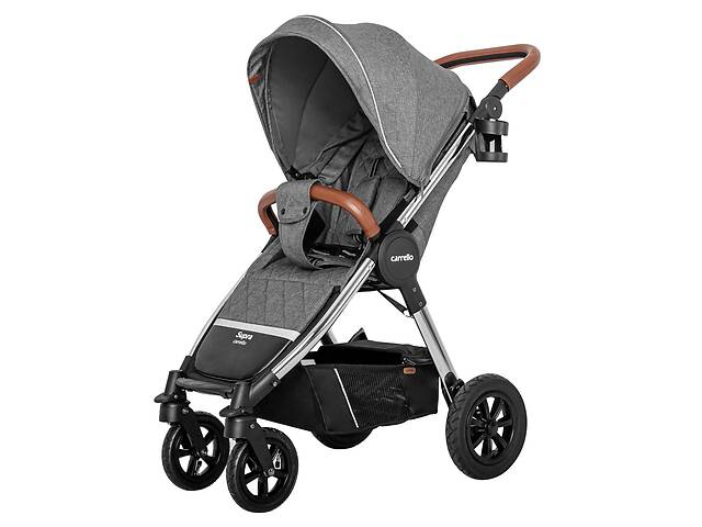 Коляска детская прогулочная надувные колеса CARRELLO Supra CRL-5510 Carbon Grey +дождевик L