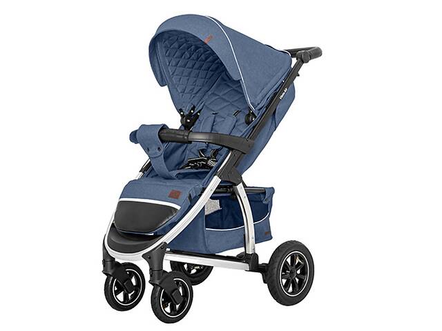 Коляска детская прогулочная надувные колеса CARRELLO Vista CRL-5511 Denim Blue в льне +дождевик L