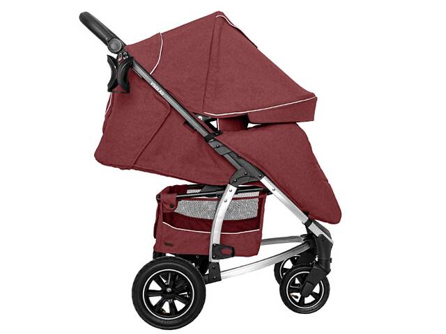 Коляска детская прогулочная надувные колеса CARRELLO Vista CRL-5511 Ruby Red в льне +дождевик L