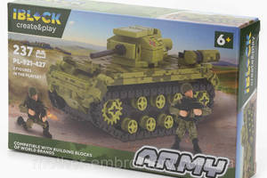 Конструктор пластиковий Армія техніки Сухопутних військ Танк Т-34 Lego 237 деталей iBlock Lego 23х4, 5х14 см
