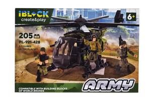 Конструктор пластиковий Сухопутні війська вертоліт Гелікоптер Армія 205 деталей iBlock Lego 24х4,5х16 см