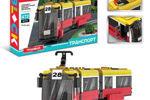 Конструктор пластиковий Трамвай Міський транспорт Електричка поїзд 472 дет iBlock 46*28,5*6,4 см