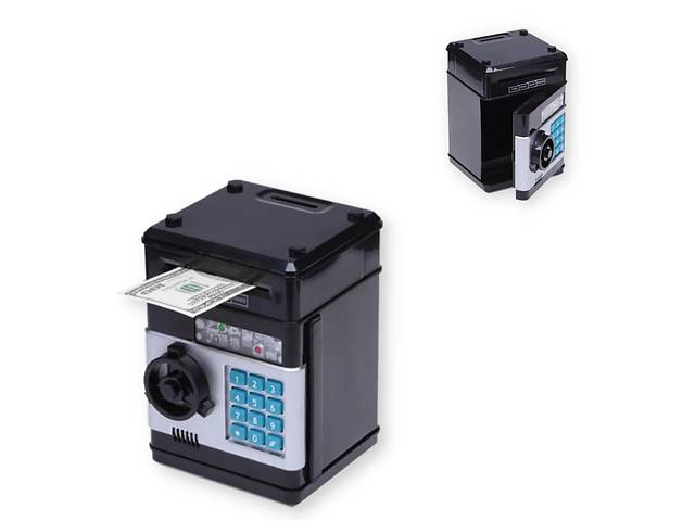 Копилка сейф с кодовым замком и купюроприемником для бумажных денег и монет система безопасности черный (1511_342)