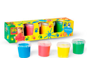 Краски пальчиковые 4 цвета в пластиковых баночках SES Creative DD050974