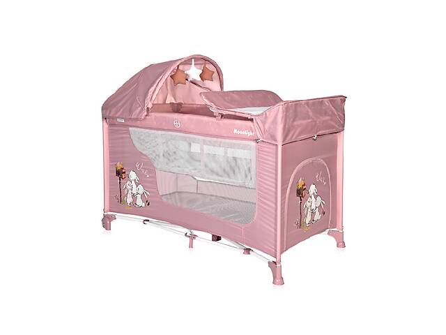 Кровать-манеж Lorelli Moonlight Rocker 2 Layers Светло-розовый