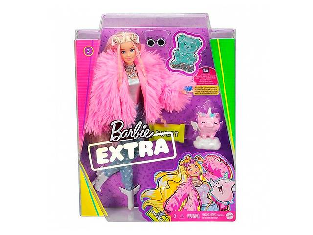 Кукла Barbie 'Экстра' в розовом пушистом жакете GRN28 (887961908480)