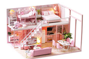 Кукольный дом конструктор DIY Cute Room L-027 Pink house 3D (5799-19403)