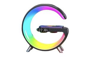 Лампа-ночник Digital 5 в 1 G-Smart RGB XXL с беспроводной зарядкой 15W и Bluetooth колонкой Черный (NH-69)