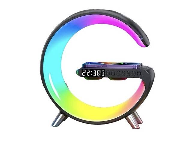 Лампа-ночник Digital 5 в 1 G-Smart RGB XXL с беспроводной зарядкой 15W и Bluetooth колонкой Черный (NH-69)