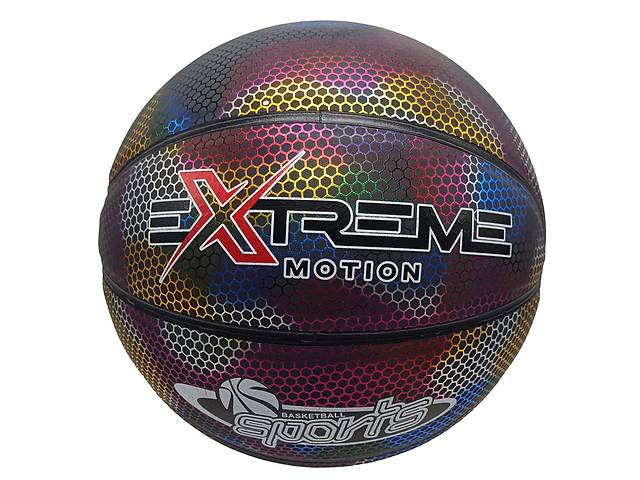 М'яч баскетбольний Extreme Motion BB2208(Black) № 7 світловідбиваючий