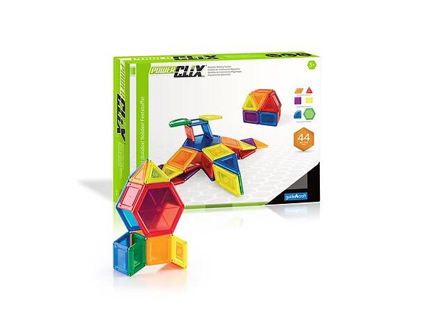 Магнитный конструктор Guidecraft PowerClix Solids, 44 детали (G9421)