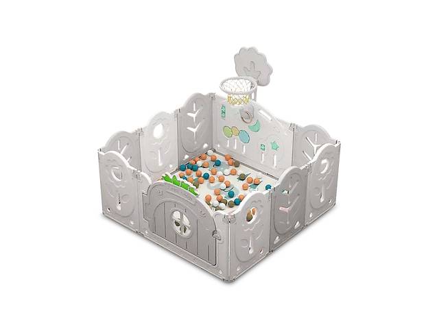 Манеж BabyPlayPen 'Магической лес' баскетбольное кольцо 123*123*62 Серый