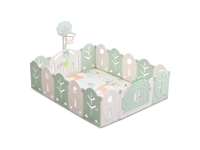 Манеж BabyPlayPen 'Магической лес' встроенное баскетбольное кольцо 165*205*62 Оливковый