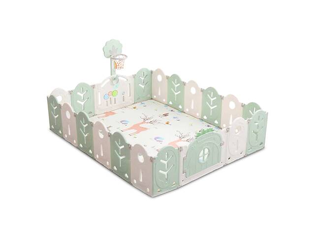 Манеж BabyPlayPen 'Магической лес' встроенное баскетбольное кольцо 205*246*62 Оливковый