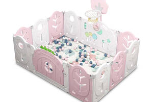 Манеж BabyPlayPen 'Магической лес' встроенное баскетбольное кольцо 123*165*62 см Розовый