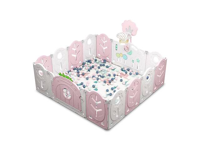 Манеж BabyPlayPen 'Магической лес' встроенное баскетбольное кольцо 165*165*62 см Розовый