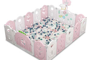 Манеж BabyPlayPen 'Магической лес' встроенное баскетбольное кольцо 165*205*62 см Розовый