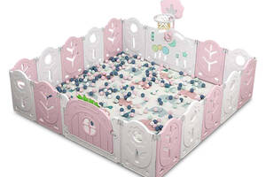 Манеж BabyPlayPen 'Магической лес' встроенное баскетбольное кольцо 205*205*62 см Розовый