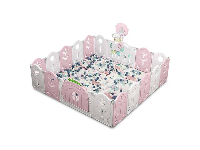 Манеж BabyPlayPen 'Магической лес' встроенное баскетбольное кольцо 205*205*62 см Розовый