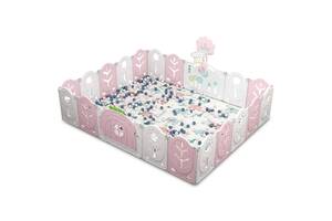 Манеж BabyPlayPen 'Магической лес' встроенное баскетбольное кольцо 205*246*62 см Розовый